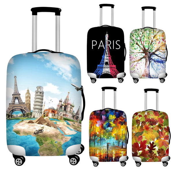 Twoheartsgirl Stretch Paris Print Travel Luggage Covers for 18''-32''